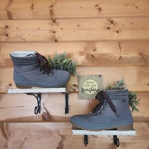 Keds Suede Leather Winter Water Resistant Ankle Camp Boot Gray WH65575 Size 8